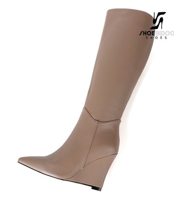 Giaro Giaro knee boots with wedge heel ELLA in taupe