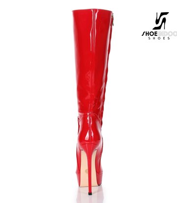 Giaro Giaro Platform knee boots SARAYA in red shiny