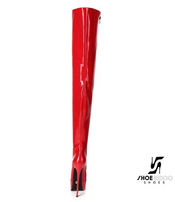 Giaro Red shiny lace-up ultra "Galana MOUCHARDE" thigh boots