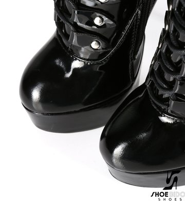 Giaro Black shiny lace-up ultra "Galana MIATLA" ankle boots