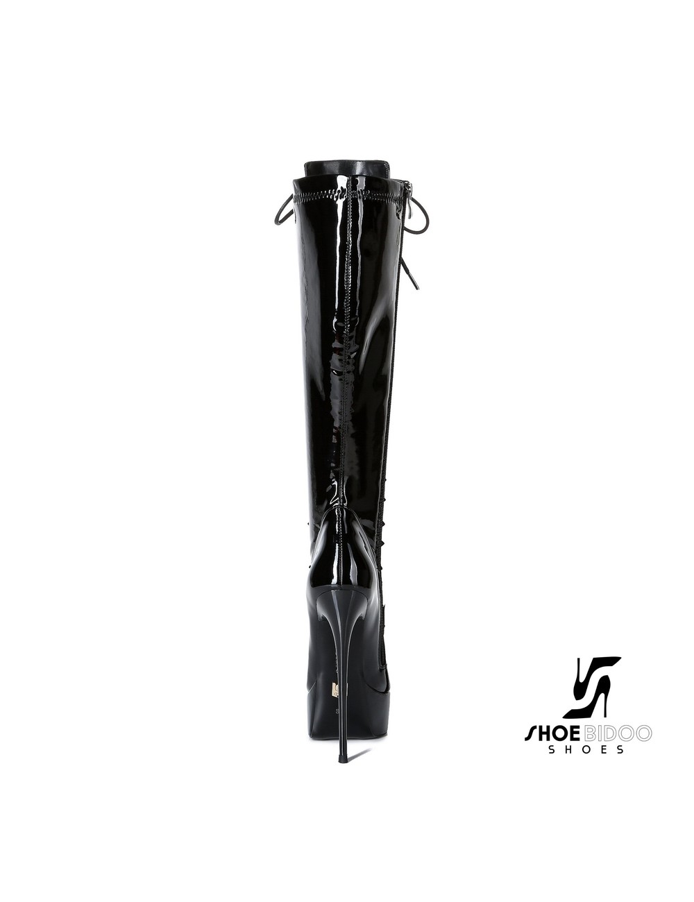 Giaro Black shiny lace-up ultra "Galana MAHAUTE" knee boots