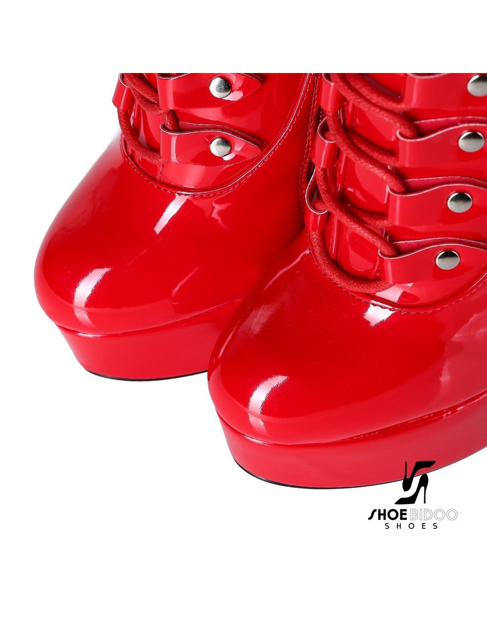 Giaro Red shiny lace-up ultra "Galana MAHAUTE" knee boots