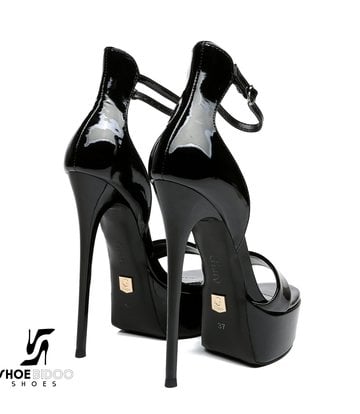 Giaro Black Shiny Giaro MINA high ankle belt sandals