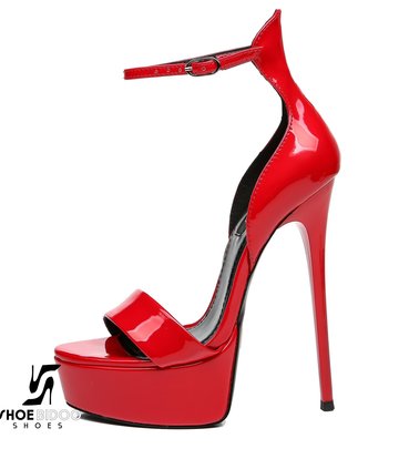 Giaro Red Shiny Giaro MINA high ankle belt sandals