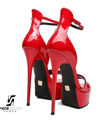 Giaro Red Shiny Giaro MINA high ankle belt sandals