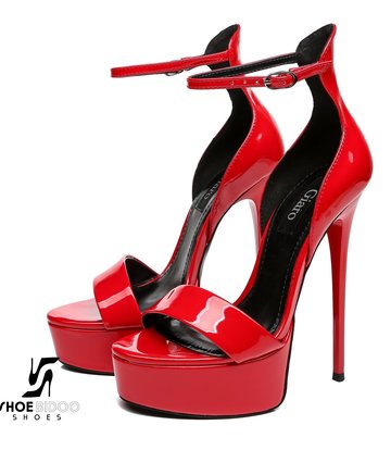 Giaro Red Shiny Giaro MINA high ankle belt sandals