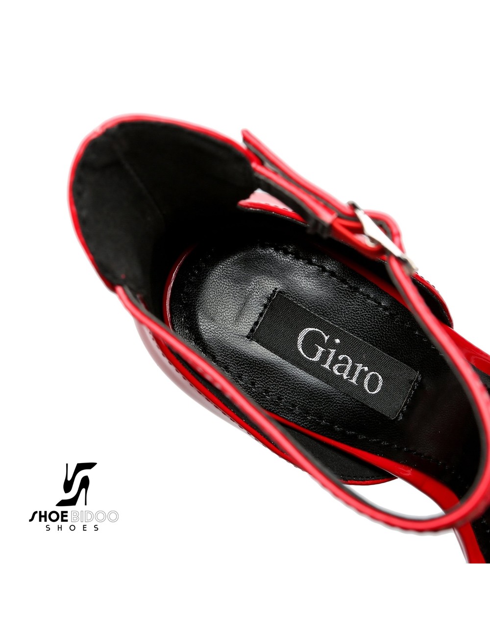 Giaro Red Shiny Giaro MINA high ankle belt sandals