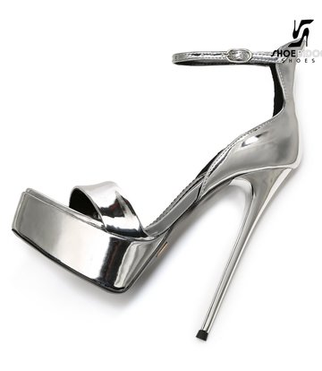 Giaro Silver Shiny Giaro MINA high ankle belt sandals