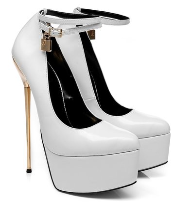 SLICK White matte ESSENCE Giaro SLICK platform pumps with locking ankle strap