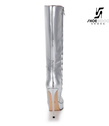 Giaro Giaro Platform knee boots SARAYA in Silver shiny