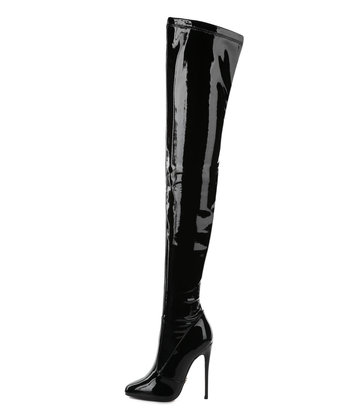 Giaro BELINDA BLACK SHINY THIGH BOOTS - Giaro High Heels | Official ...