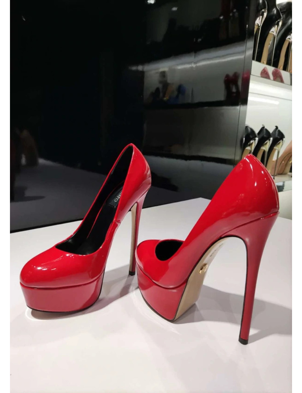 Red platform sales court shoes