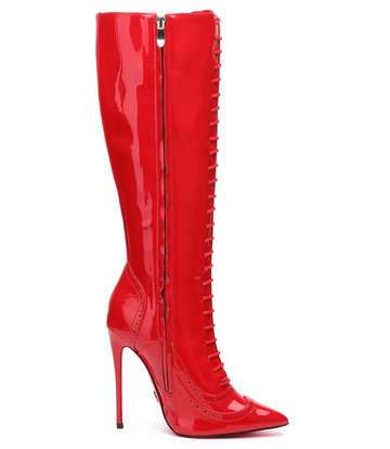 Giaro Giaro MILANA RED SHINY LACE KNEE BOOTS