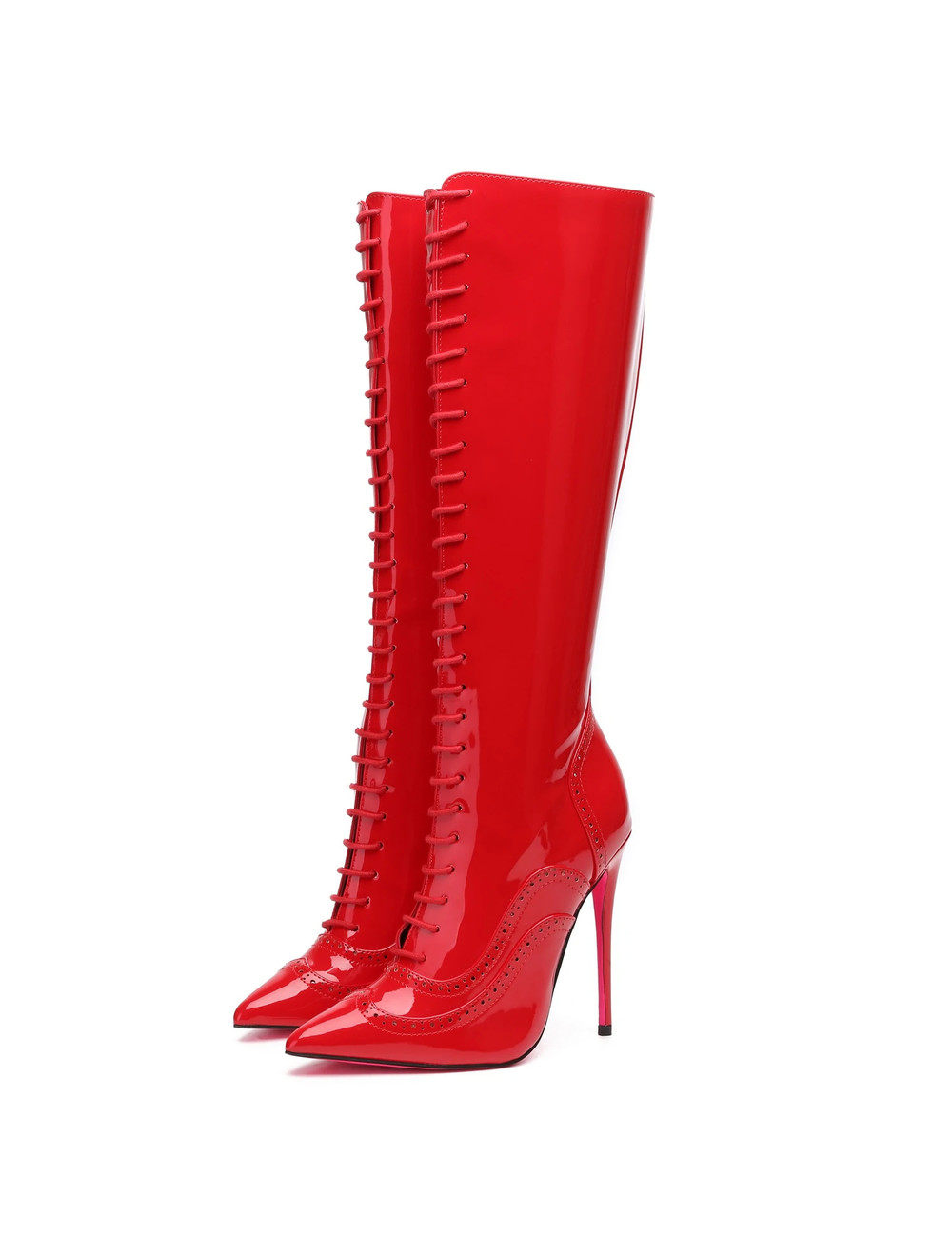 Giaro Giaro MILANA RED SHINY LACE KNEE BOOTS