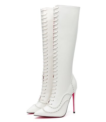 Giaro Giaro MILANA WHITE MATTE LACE KNEE BOOTS