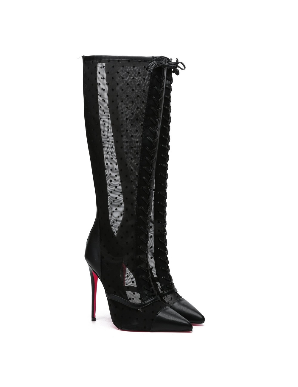 Giaro Giaro PIKANTE BLACK MESH MESH LACE KNEE BOOTS