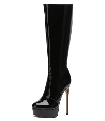 Giaro Giaro STACKSTAND BLACK SHINY KNEE BOOTS