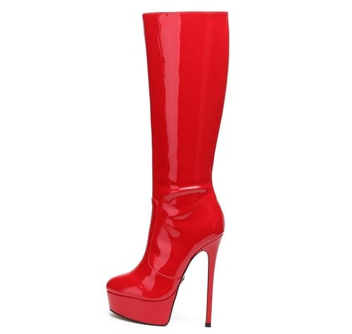Giaro STACKSTAND RED SHINY KNEE BOOTS