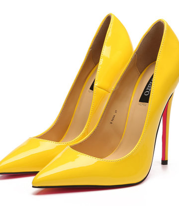 WMNS Reptile Leather Strappy High Stiletto Heel Shoes / Yellow