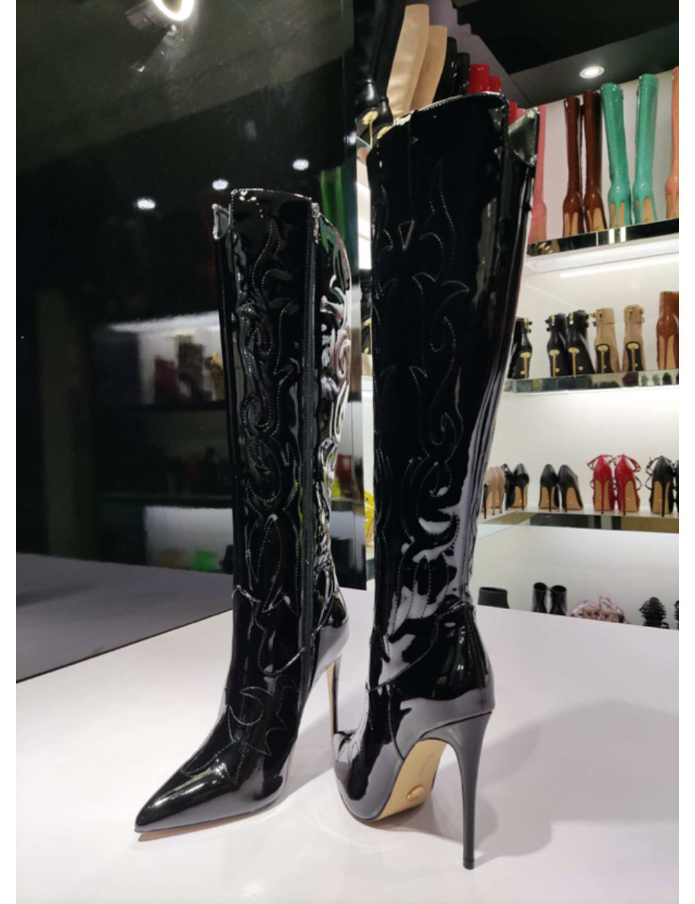 Giaro Giaro Eldora cowboy knee boots in black shiny