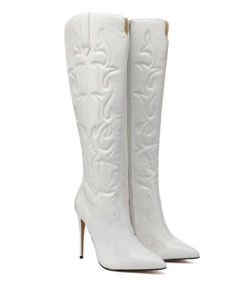 Giaro Giaro Eldora cowboy knee boots in white matte
