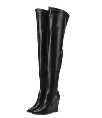 Giaro thigh boots with wedge heel EVERSON in black matte - Giaro High ...