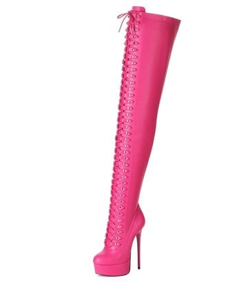 Giaro Pink lace-up ultra "Galana MOUCHARDE" thigh boots