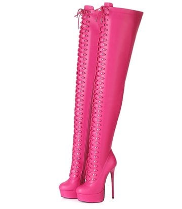 Giaro Pink lace-up ultra "Galana MOUCHARDE" thigh boots