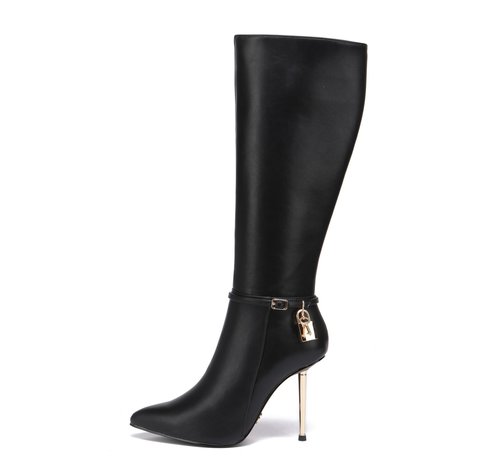LEANDRA BLACK MATTE KNEE BOOTS
