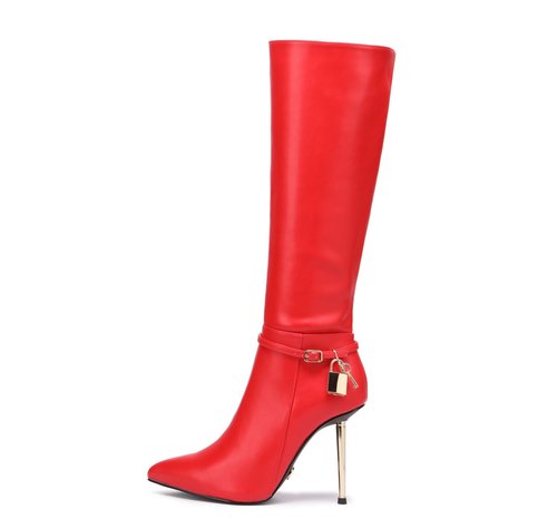 LEANDRA ROTE MATTE KNIESTIEFEL