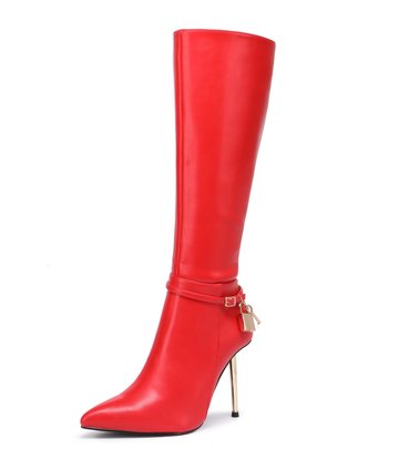 Giaro LEANDRA RED MATTE KNEE BOOTS