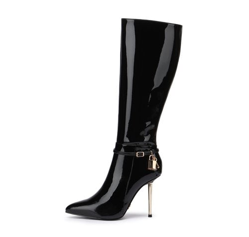 Giaro LEANDRA BLACK SHINY KNEE BOOTS