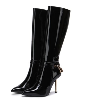 Giaro LEANDRA BLACK SHINY KNEE BOOTS