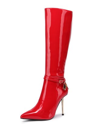 Giaro LEANDRA RED SHINY KNEE BOOTS