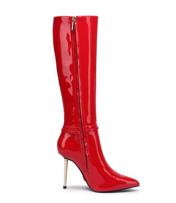 Giaro Giaro LEANDRA RED SHINY KNEE BOOTS