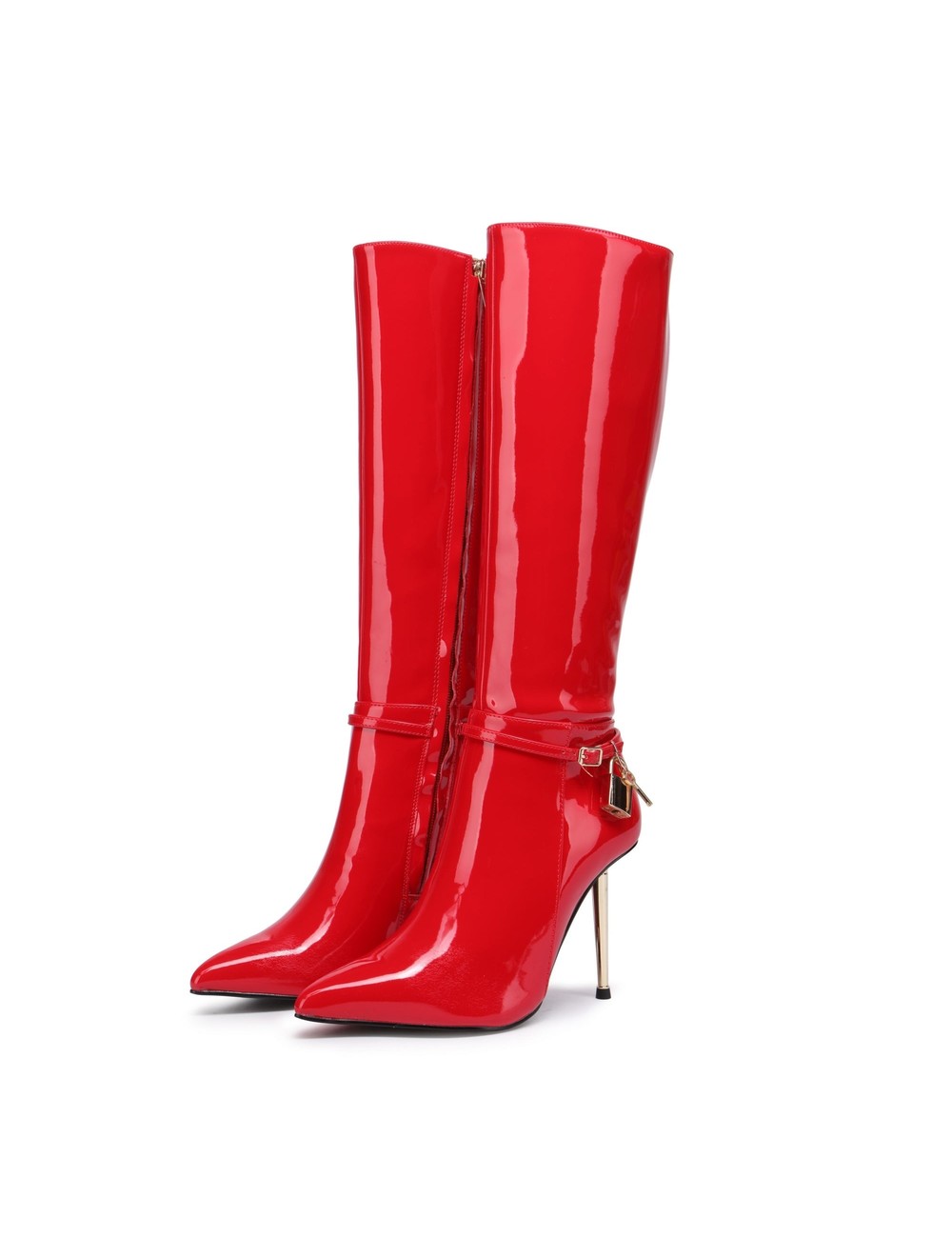 Giaro LEANDRA RED SHINY KNEE BOOTS