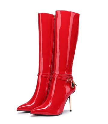 Giaro LEANDRA RED SHINY KNEE BOOTS