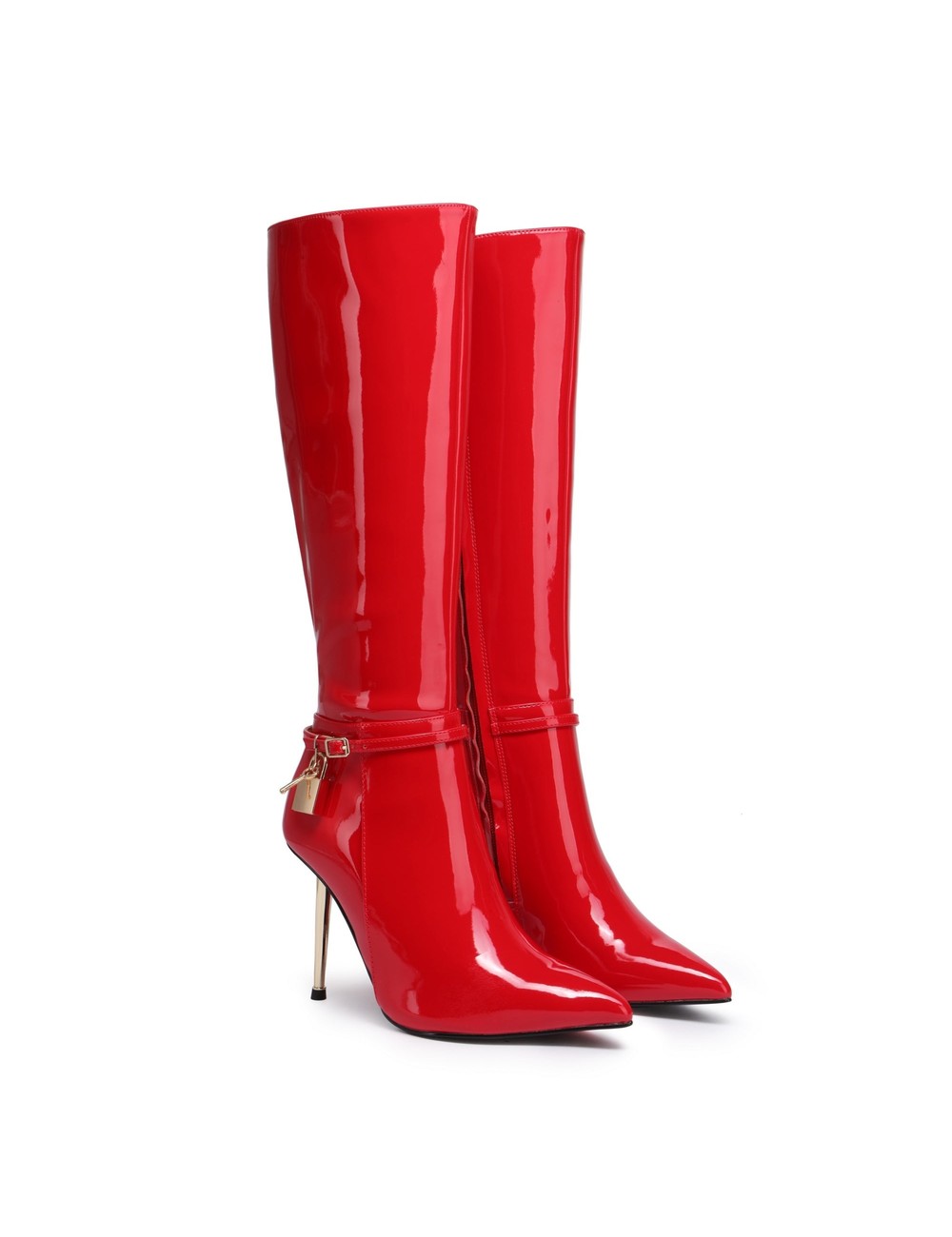 Giaro LEANDRA RED SHINY KNEE BOOTS