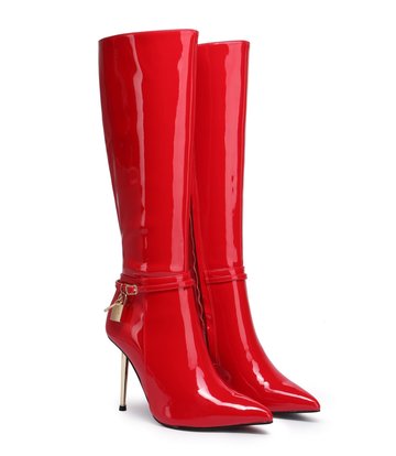 Giaro LEANDRA RED SHINY KNEE BOOTS
