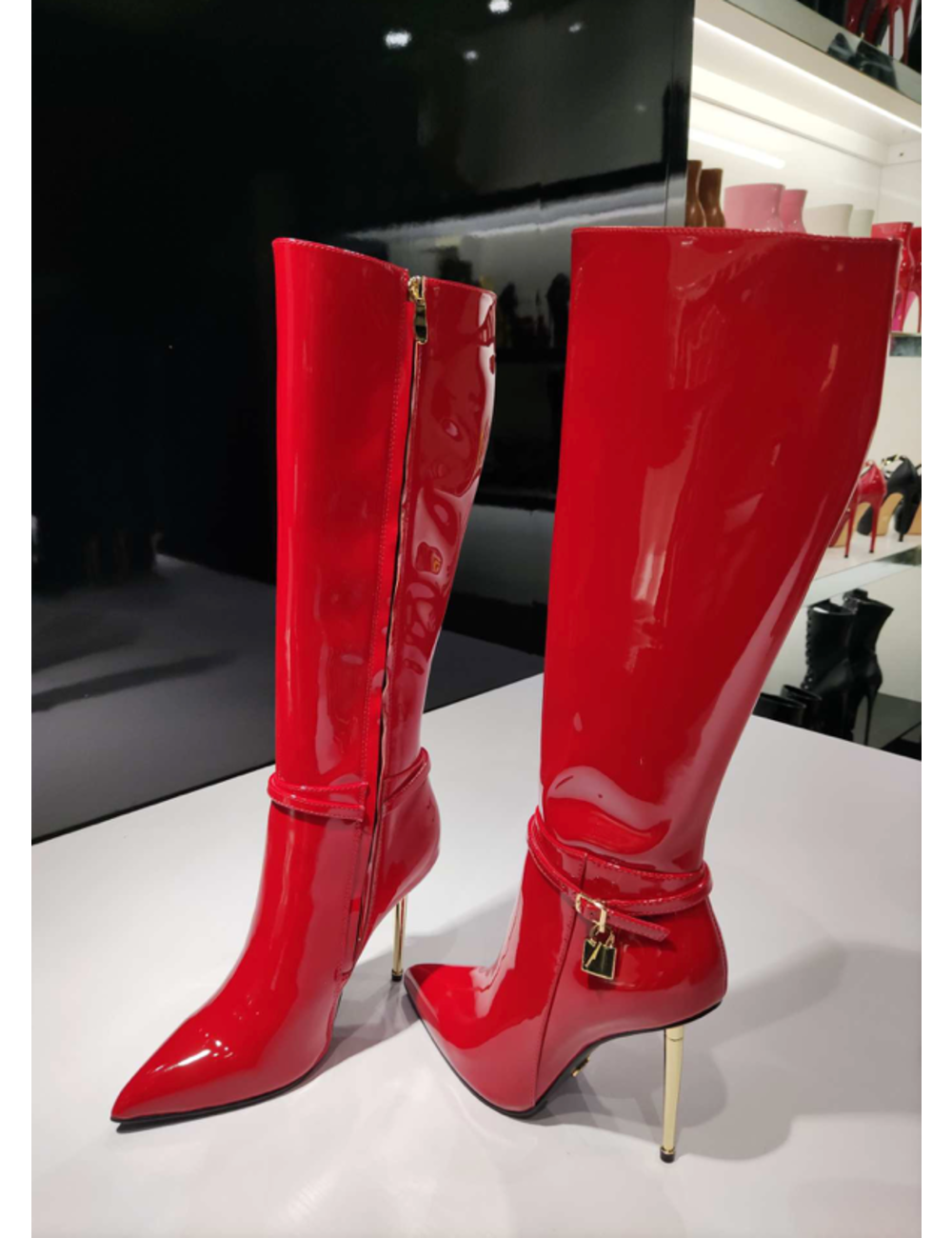 Giaro Giaro LEANDRA RED SHINY KNEE BOOTS