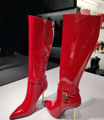 Giaro LEANDRA RED SHINY KNEE BOOTS