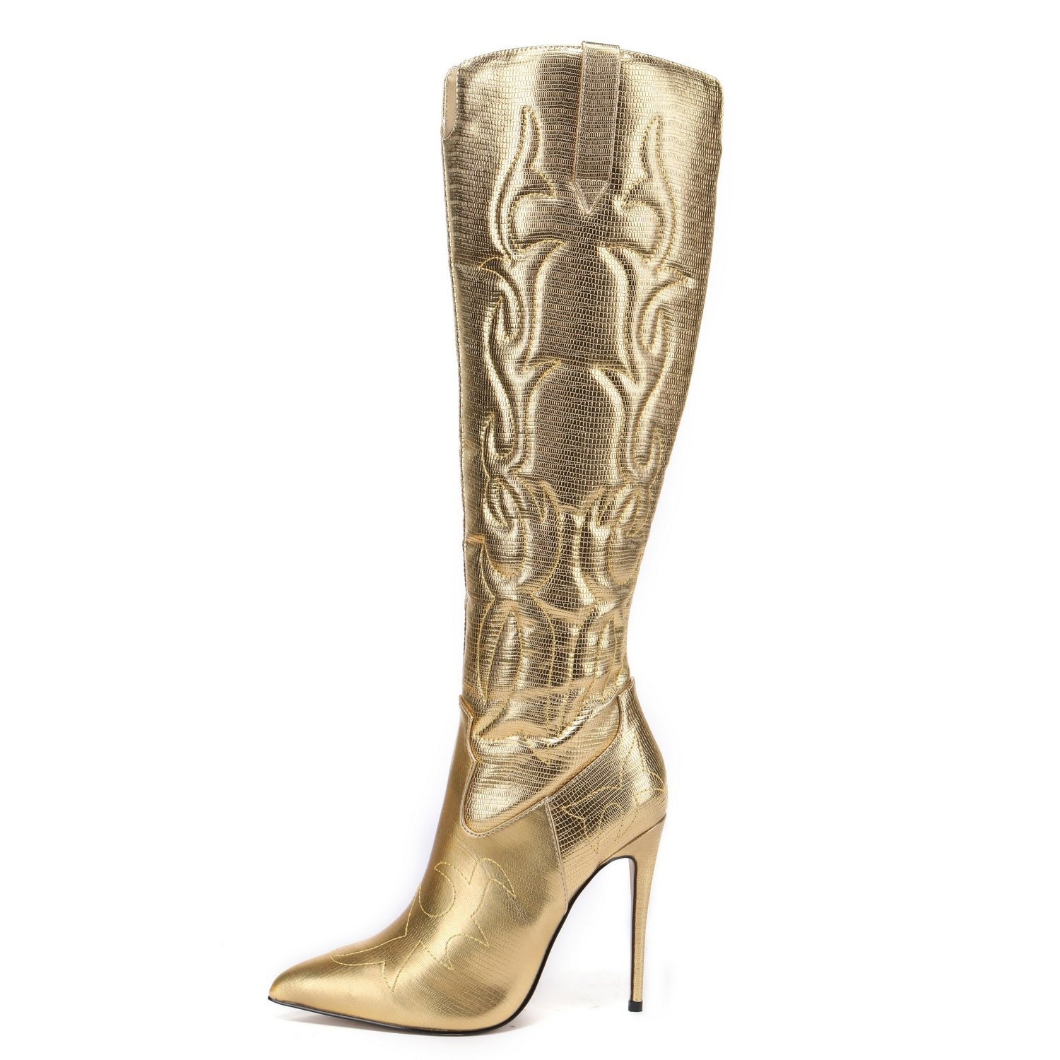 Giaro Eldora cowboy knee boots in gold - Giaro High Heels | Official ...