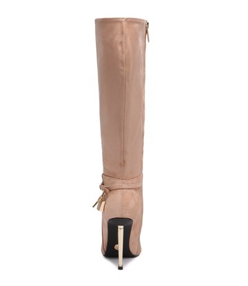 Giaro Giaro LEANDRA BEIGE VELOUR KNEE BOOTS