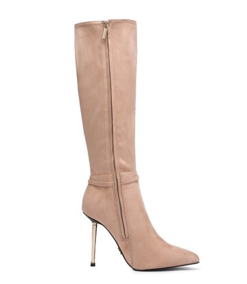 Giaro Giaro LEANDRA BEIGE VELOUR KNEE BOOTS