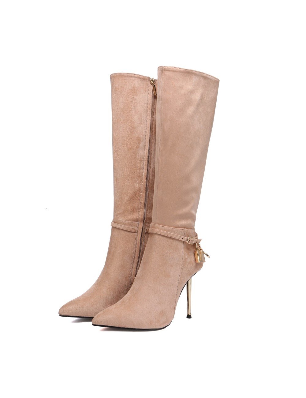 Giaro Giaro LEANDRA BEIGE VELOUR KNEE BOOTS