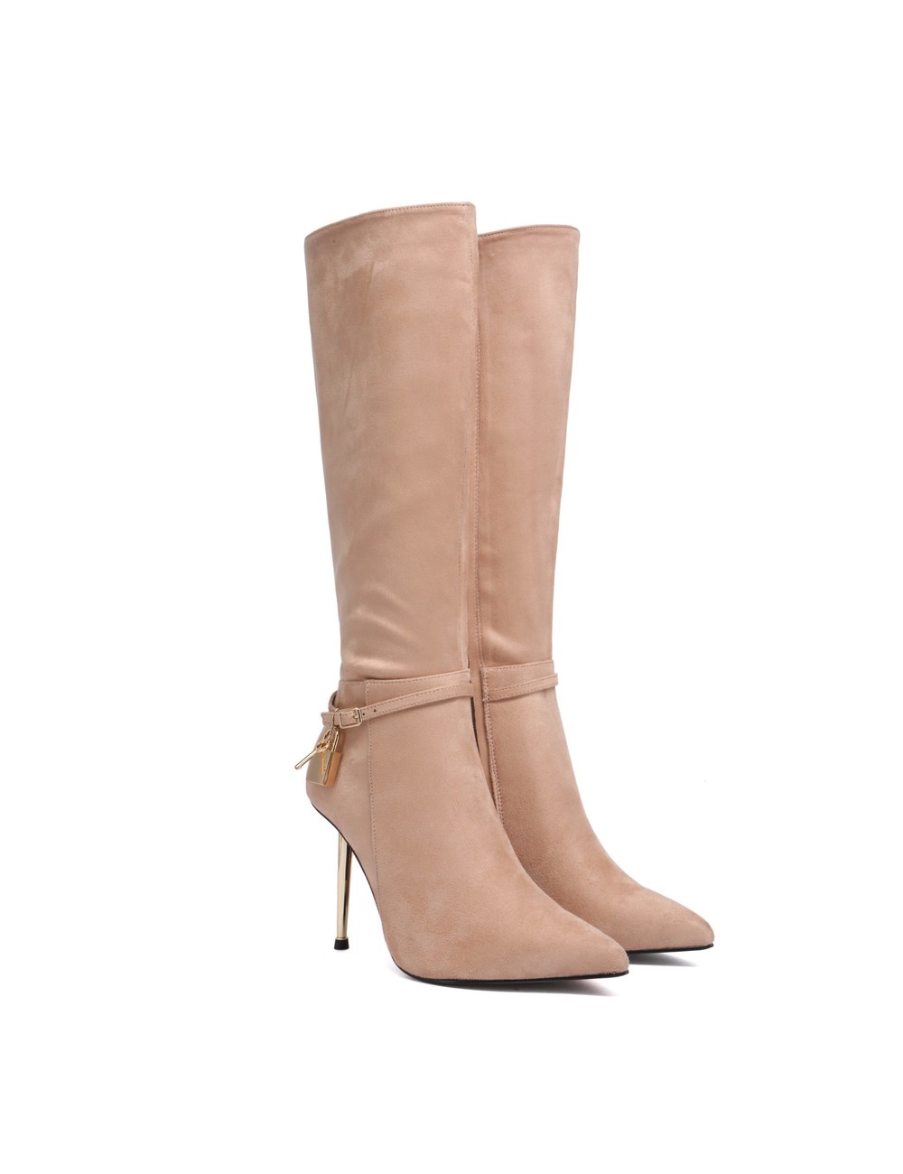 Giaro Giaro LEANDRA BEIGE VELOUR KNEE BOOTS