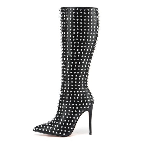 Giaro TRIBECA BLACK/SILVER KNEE BOOTS