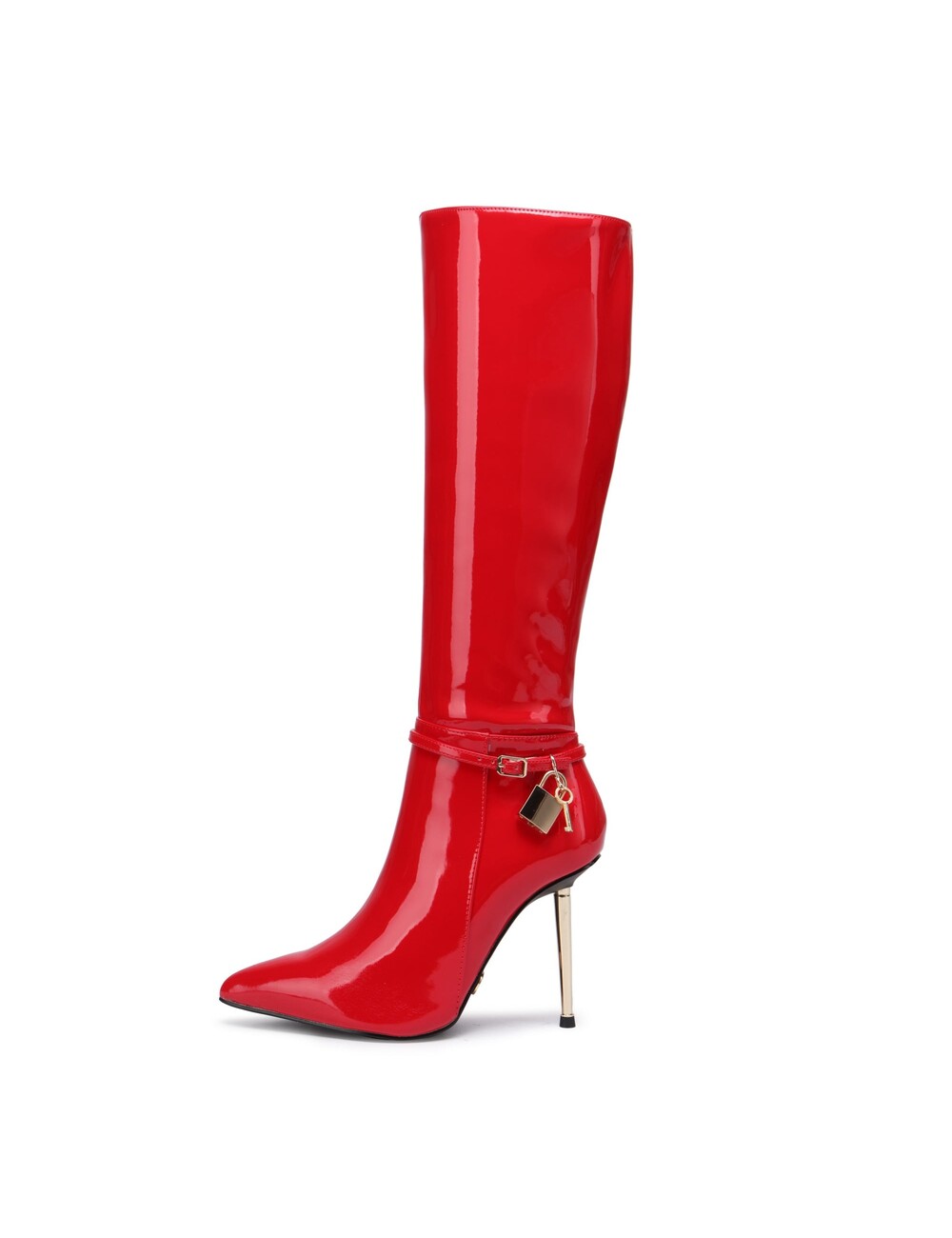 Giaro LEANDRA RED SHINY KNEE BOOTS
