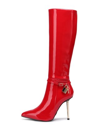Giaro LEANDRA RED SHINY KNEE BOOTS