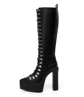 Giaro STRAGAZER | BLACK MATTE | LACED KNEE BOOTS